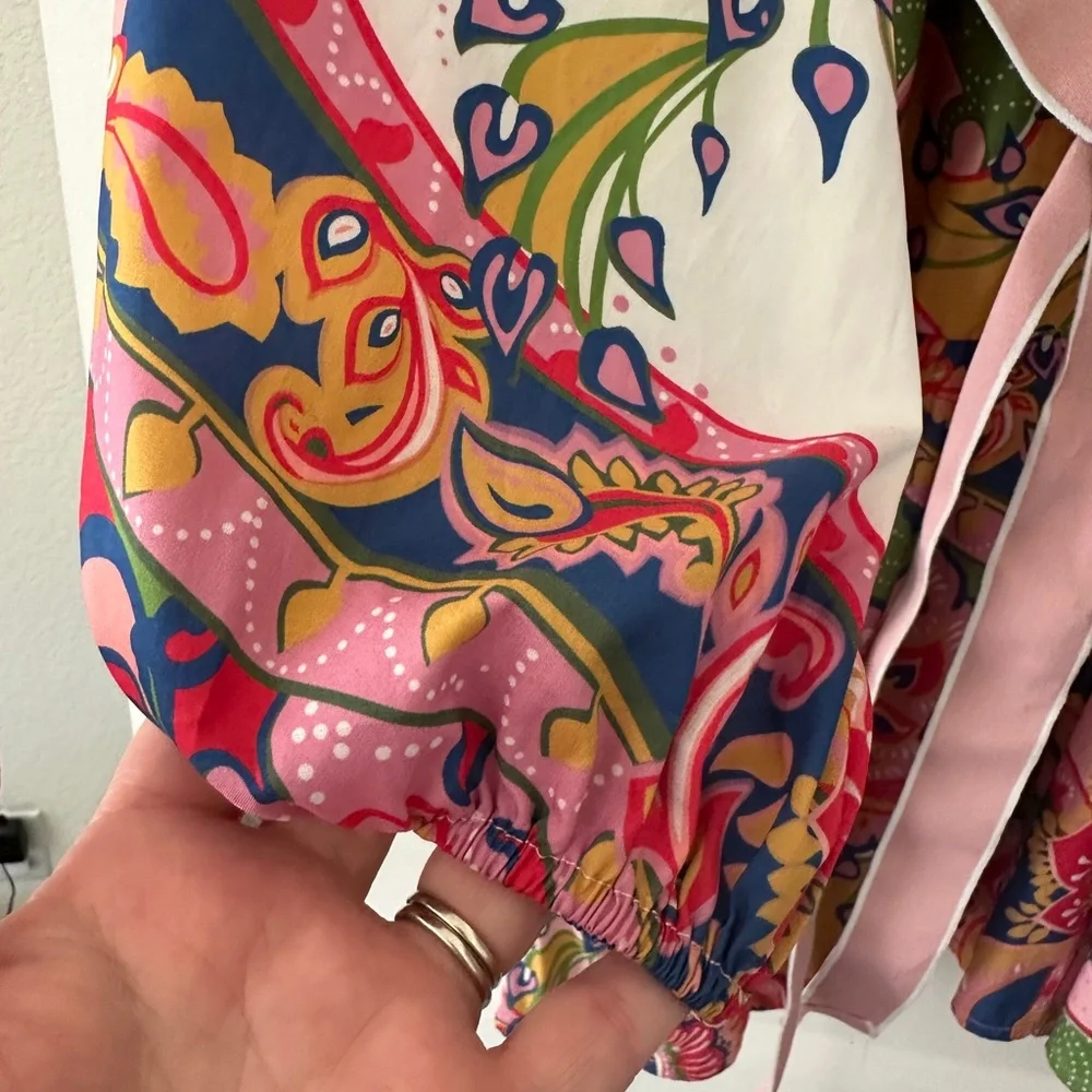 Floral Long Sleeve Dress - Pink and Multicolor - Picture 3 of 12